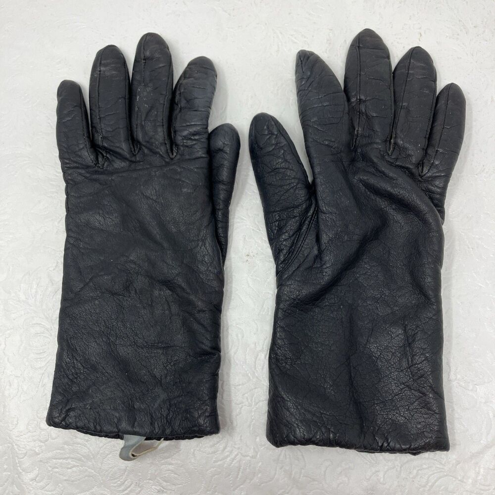 Soft Black Leather Gloves CASHMERE lined Women’s Sz 7 Vintage Philippines